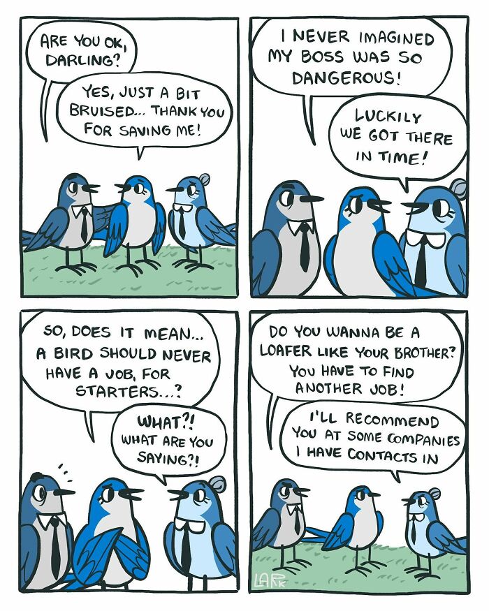 The Bird Office Saga Ends with 60 New Comics By Lark About Birds Working For A Boss Cat