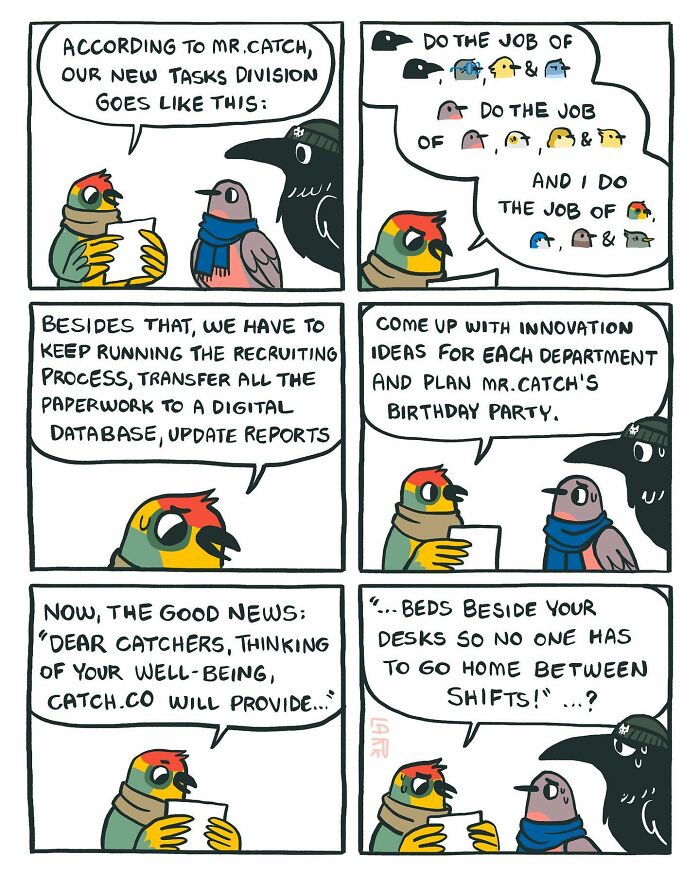 The Bird Office Saga Ends with 60 New Comics By Lark About Birds Working For A Boss Cat