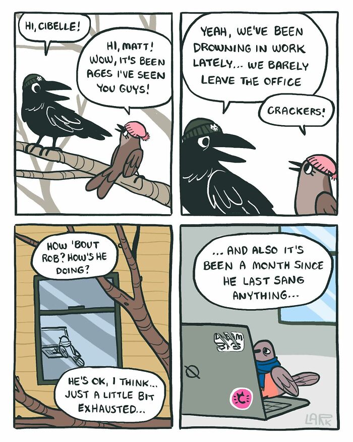 The Bird Office Saga Ends with 60 New Comics By Lark About Birds Working For A Boss Cat