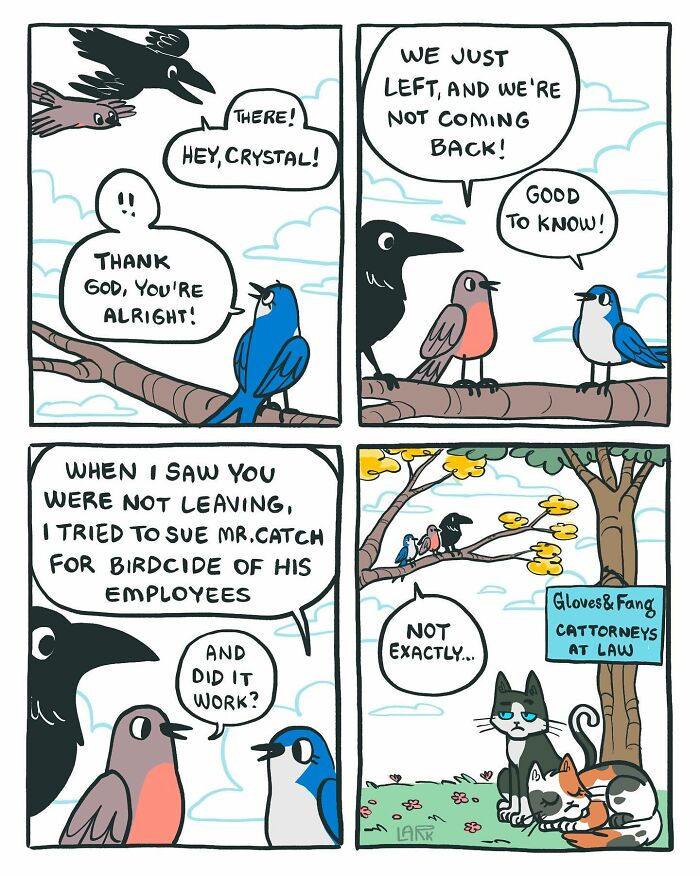 The Bird Office Saga Ends with 60 New Comics By Lark About Birds Working For A Boss Cat