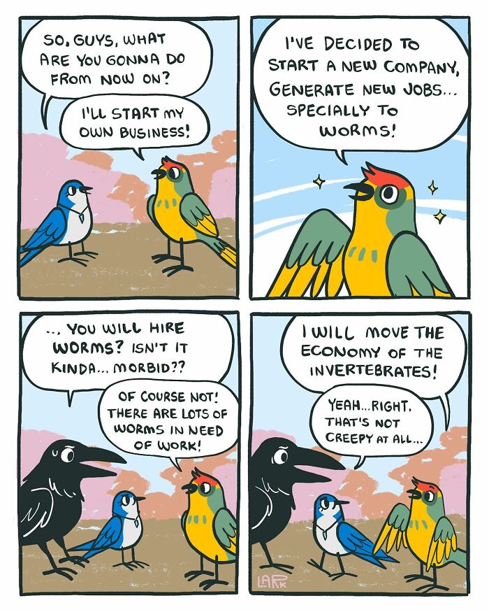 The Bird Office Saga Ends with 60 New Comics By Lark About Birds Working For A Boss Cat