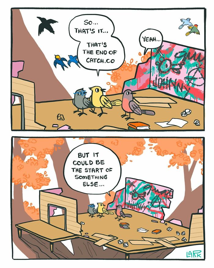 The Bird Office Saga Ends with 60 New Comics By Lark About Birds Working For A Boss Cat