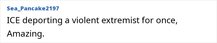User comment about ICE deporting an extremist, highlighting MAGA influencer detained after saying only crooks get deported.