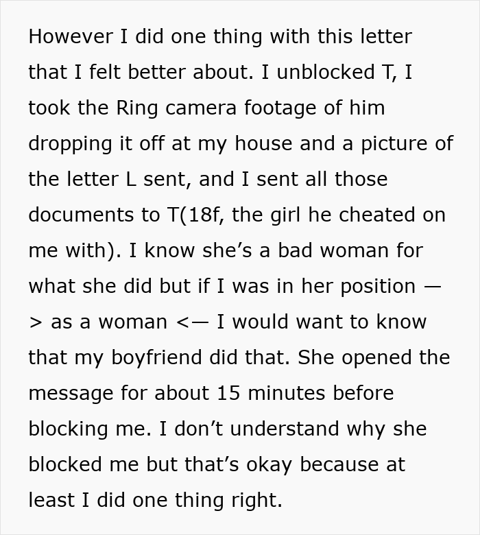 Text excerpt describing a cheater who broke his girlfriend&rsquo;s heart, vanished, and keeps reappearing as she moves on.