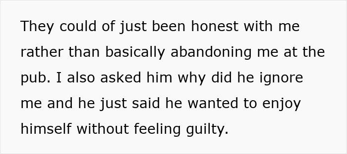 Text excerpt showing a woman&rsquo;s feelings after her boyfriend abandons her on date night to go out with friends.