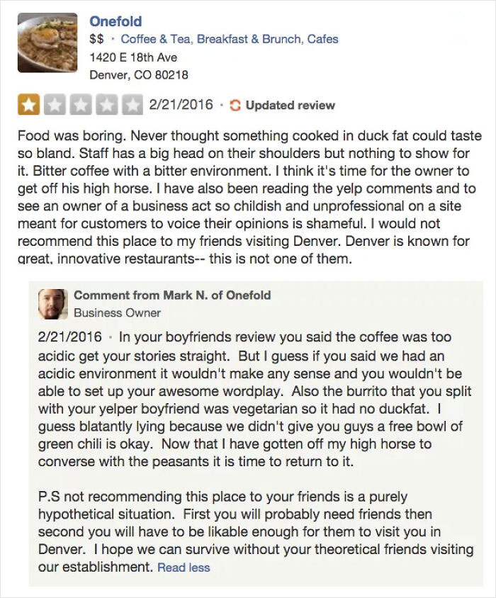 Restaurant Owner Doesn't Need Your "Friends"