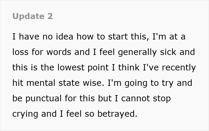 Text update showing emotional struggle as man spins tale about pregnant female bestie, leaving shocked wife feeling betrayed and upset.