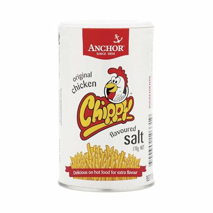 Chippy flavored salt container with original chicken taste, popular seasoning for hot food in various countries.