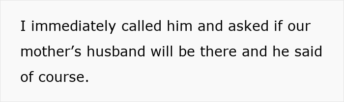 Text on plain white background about calling mother&rsquo;s husband, illustrating estranged family dynamics and marriages collapsing.