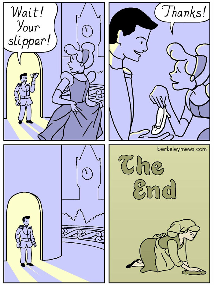 Comic by Ben Zaehringer shows a darkly funny twist on a classic fairy tale with Cinderella and her slipper.