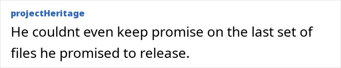 Comment text on social media criticizing broken promises related to UFO files release amid Elon Musk&rsquo;s daughter accusation against Trump.
