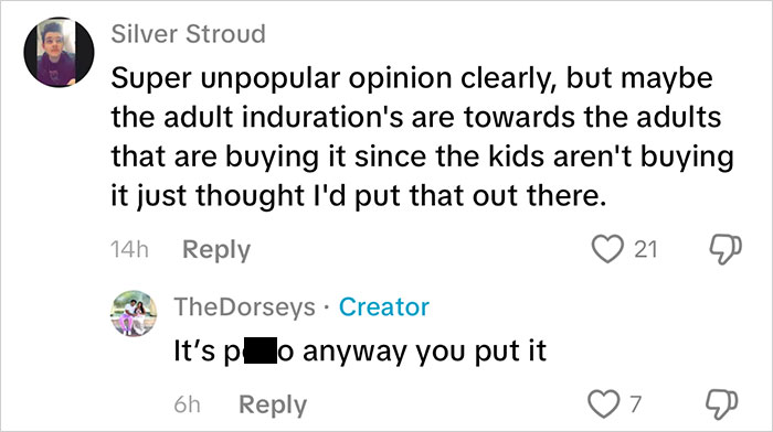 Online comments showing controversy and discussion about Frida Mom’s inappropriate marketing causing chaos.