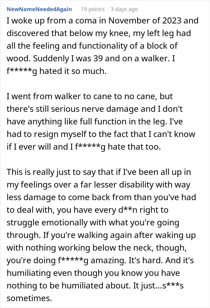 Person dealing with handicapped spot drama after confrontation from an entitled lady about the parking space.