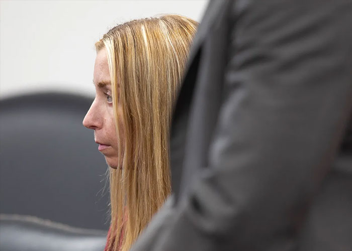 Woman with long blonde hair in a courtroom setting as judge fires back at teacher after devastating outcome for student