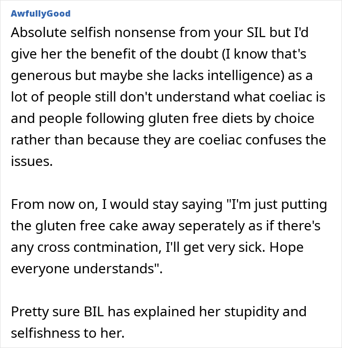 Greedy Lady Eats SIL&rsquo;s Gluten-Free Cake As It &ldquo;Looks Better,&rdquo; Sparks Drama As Hubby Scolds Her
