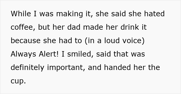 Text describing a man fired over a crude drawing, who befriends the woman and learns her tragic story.