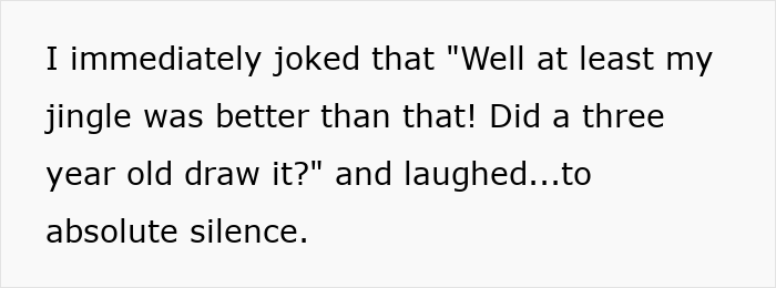 Text snippet showing a man&rsquo;s reaction to a crude drawing, highlighting his joke and the resulting silence.