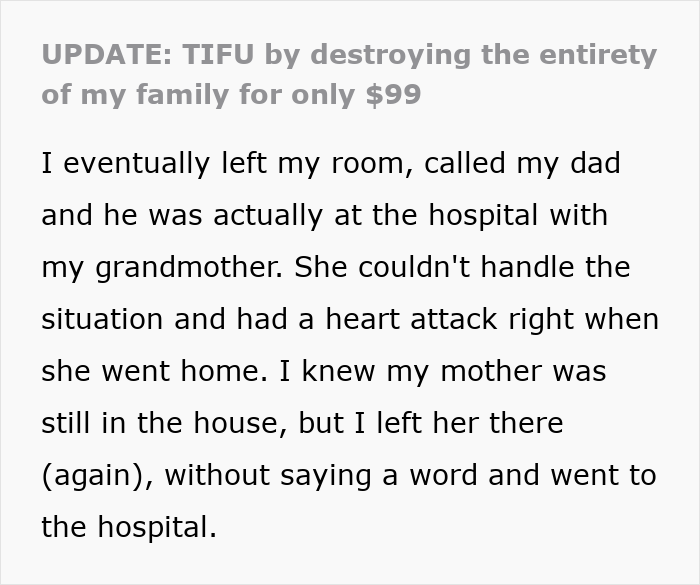 Text excerpt about family chaos after a DNA test reveals a man’s uncle is actually his dad.