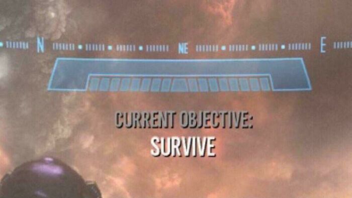 A screenshot from a video game showing Current Objective: Survive, humorously relating to the challenges of being a great dad.
