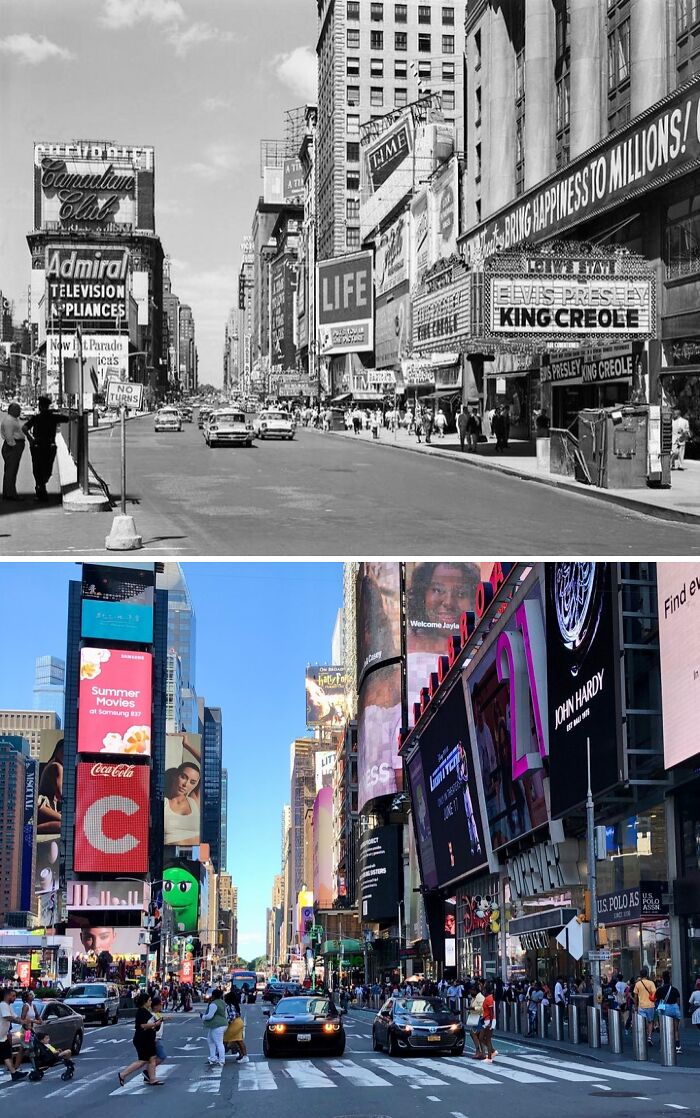 Historic and modern Times Square photos showing how New York City’s iconic streets and advertisements have changed over time