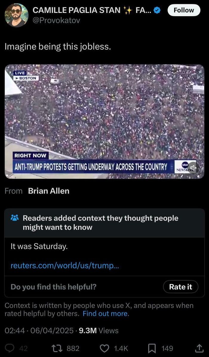 Tweet showing a large crowd at an anti-Trump protest in Boston, highlighting people so dumb you might feel your IQ drop.