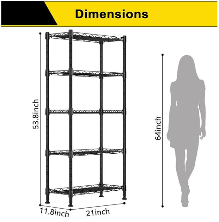 An image with product dimensions next to a human silhouette, a design fail with unclear scale.