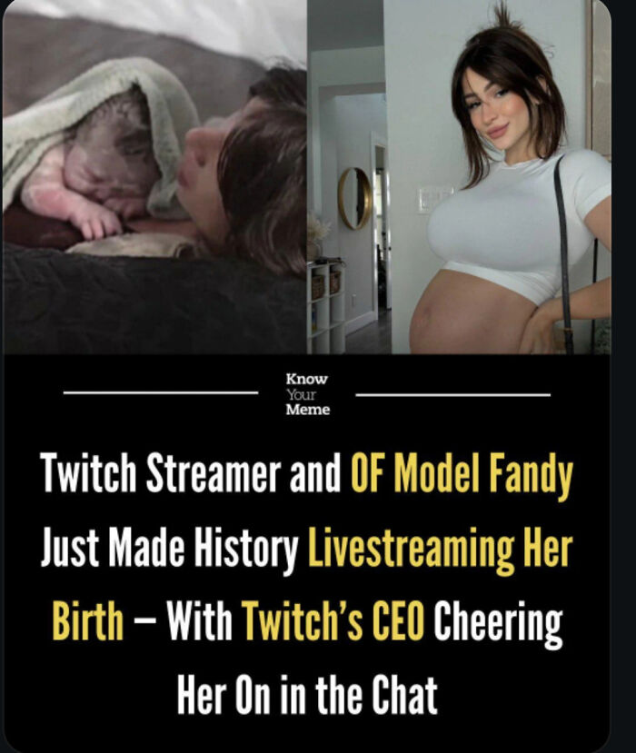 Twitch streamer and OF model livestream her birth with Twitch CEO cheering her on in a historic unhinged moment.