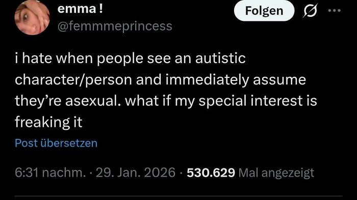 Tweet about assumptions on autistic characters, illustrating one of the 97 unhinged sentences that left everyone speechless.