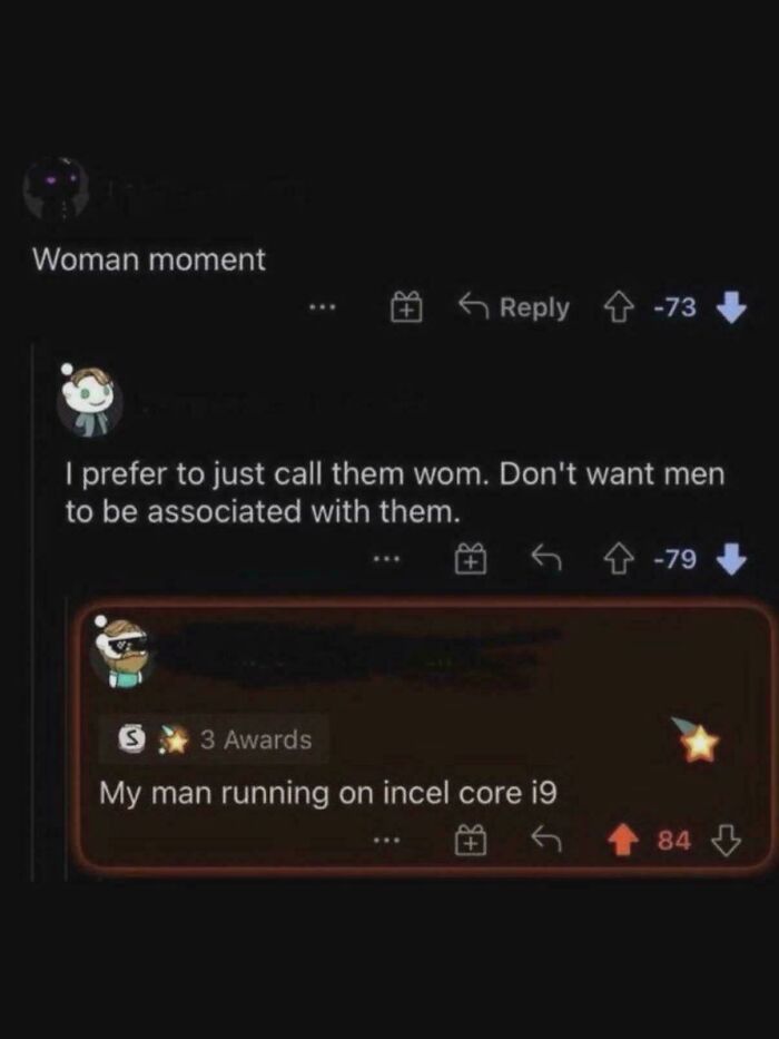 Screenshot of an unhinged sentence thread with sarcastic comments and votes on a social media platform.