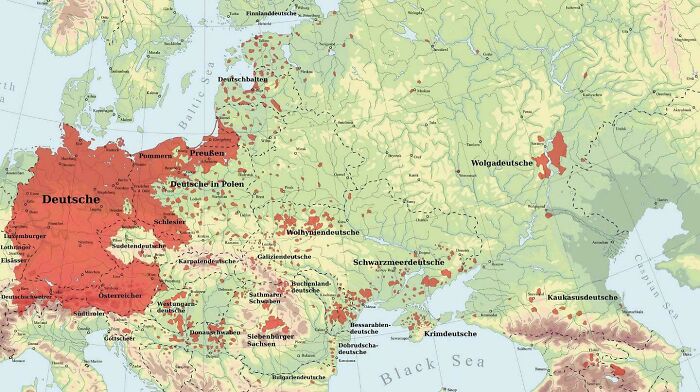 An interesting historical map showing German settlements across Eastern Europe.