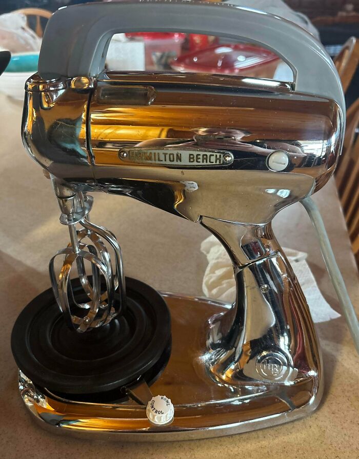 A gleaming vintage Hamilton Beach stand mixer, a Buy It For Life purchase, showcasing its enduring quality.