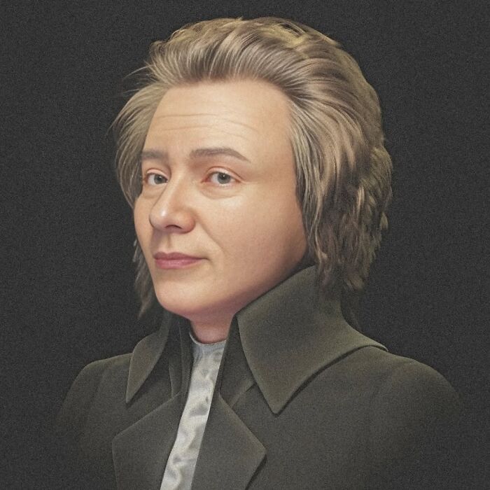 3D facial reconstruction of a classical composer created using skull scans and portraits by a scientist.