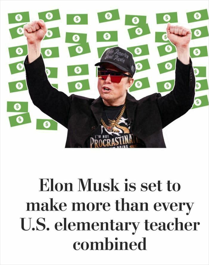 Man wearing sunglasses and a cap with raised fists, surrounded by floating money icons representing consumerism income disparity.