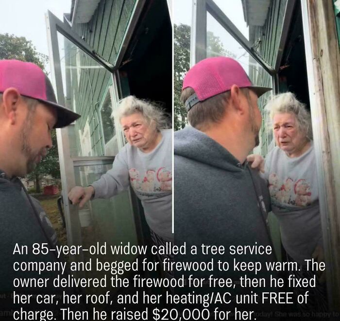 Tree service owner helps 85-year-old widow with free firewood and home repairs