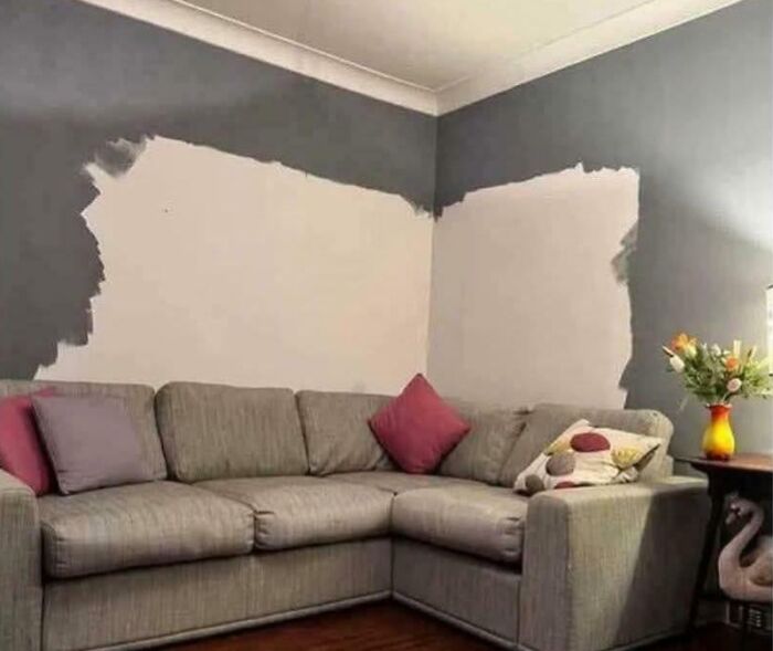 Acabamos de mudarnos a esta casa y descubrimos que los propietarios anteriores habían pintado alrededor de todos sus muebles.