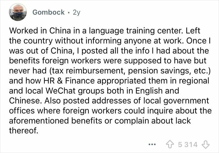 Screenshot of a revenge story where an employee exposed employer’s misuse of foreign worker benefits after leaving the job.