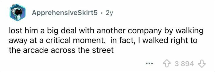 Screenshot of a revenge story where an employee lost a big deal for their boss by walking away at a critical moment.