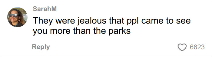 Comment on social media from user SarahM discussing public reaction to Ex-Disneyland Evil Queen&rsquo;s controversial firing controversy.