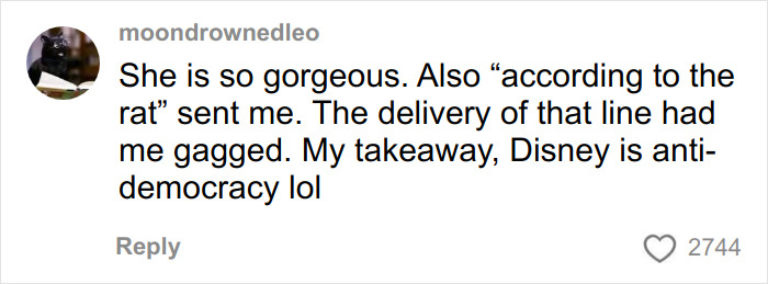 Social media comment criticizing Disney, related to the ex-Disneyland Evil Queen and her controversial firing.