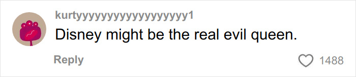 Comment on social media referencing the Ex-Disneyland Evil Queen and her controversial firing, suggesting Disney might be the real evil queen.