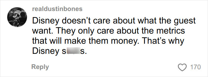 Comment from ex-Disneyland Evil Queen critic about Disney&rsquo;s focus on profits over guest satisfaction causing controversy.