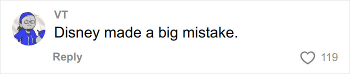 Comment saying Disney made a big mistake, reflecting opinions on ex-Disneyland Evil Queen's controversial firing.