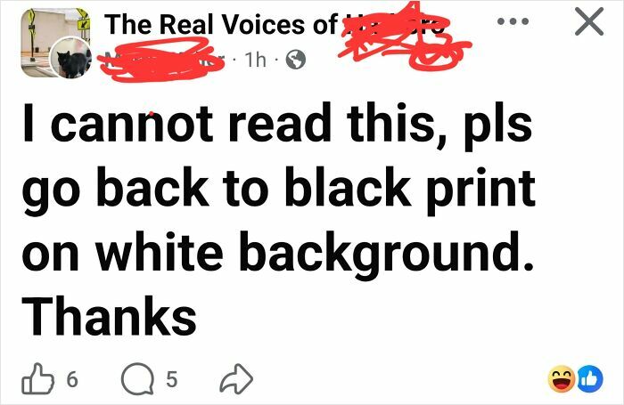 Social media post shows someone struggling with text readability, reflecting boomers trying to use technology and failing.