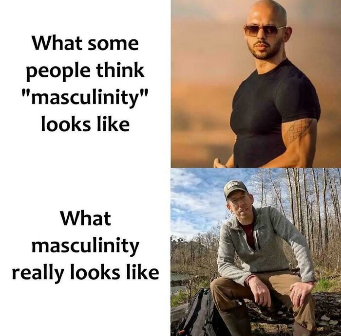 A meme comparing two men, illustrating different perceptions of masculinity and needing to explain the joke.