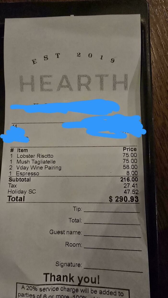 A restaurant bill showing a 400% price difference for various menu items, illustrating consumerism.