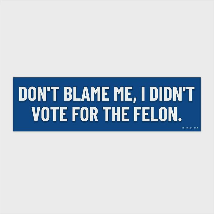 Don't blame me bumper sticker about voting for the felon