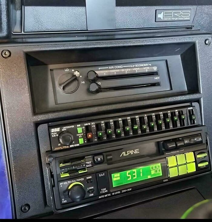 Classic car stereo and climate controls, taking you way back and reminding you how old you are.