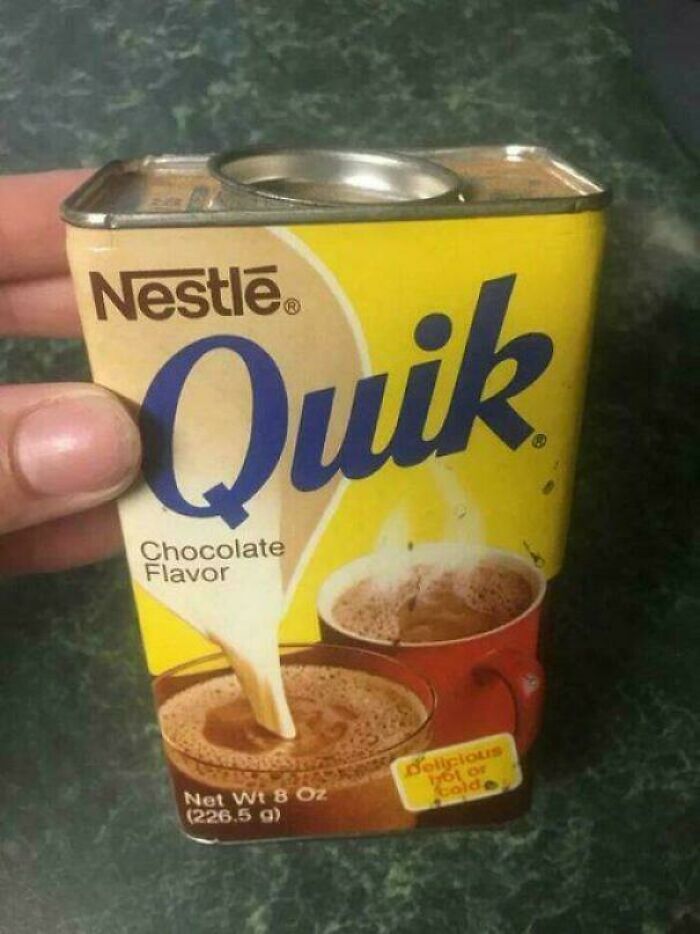 An old Nestle Quik chocolate flavor canister reminds you how old you are with a blast from the past.