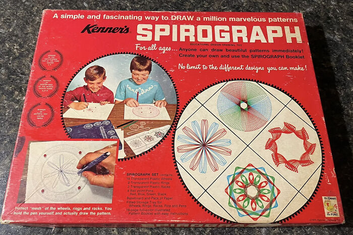 A Kenner's Spirograph box, a classic toy image that might take you way back.