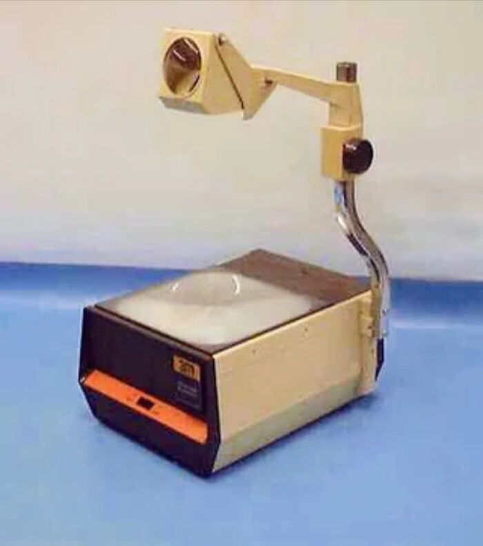 A vintage overhead projector, reminding you how old you are with this classroom technology.